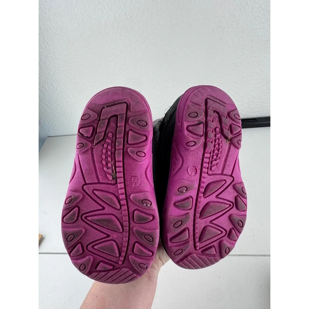 Kamik‎ Snowbug5 Kids Winter Boots Girls Size 7 Gray Pink Waterproof Warm